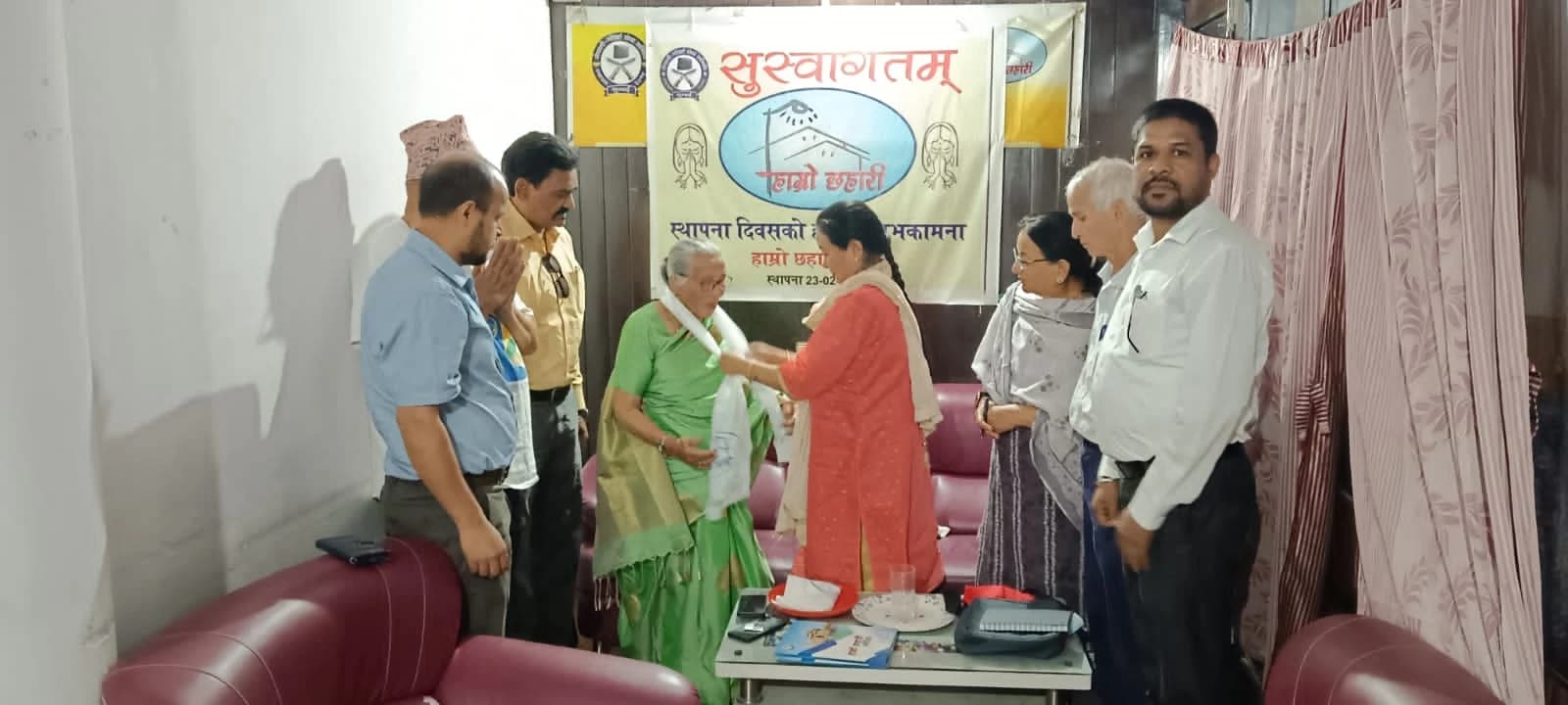 Sthapana Diwas · khada draping felicitation ceremony