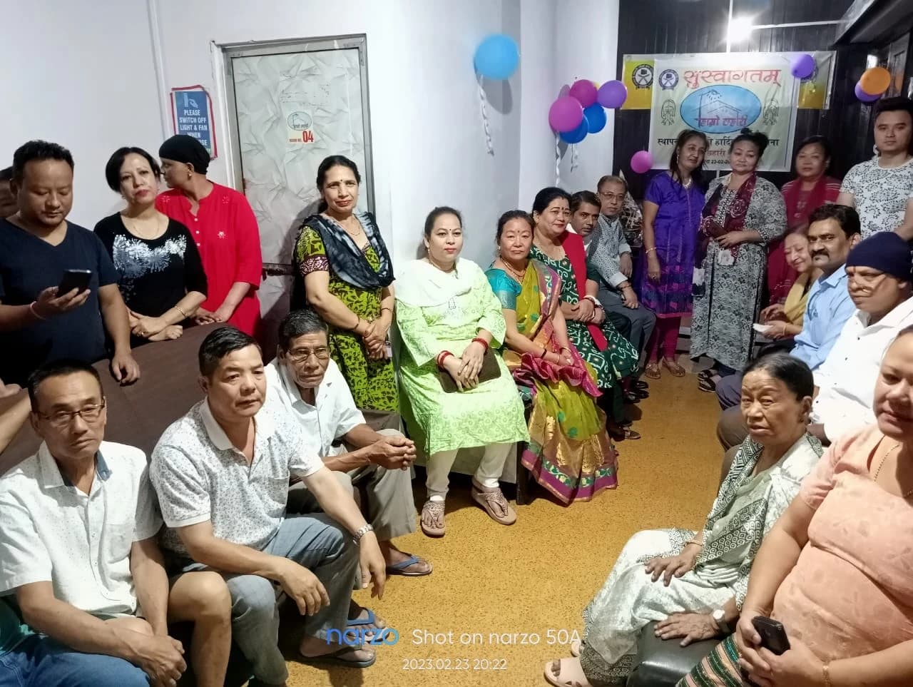 Sthapana Diwas · members and guests gathered at the ashram
