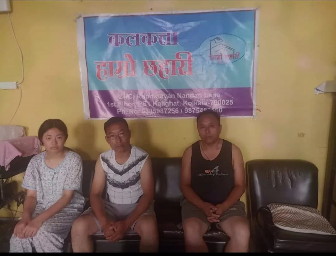 Residents and volunteers at the Kolkata Hamro Chhahari ashram